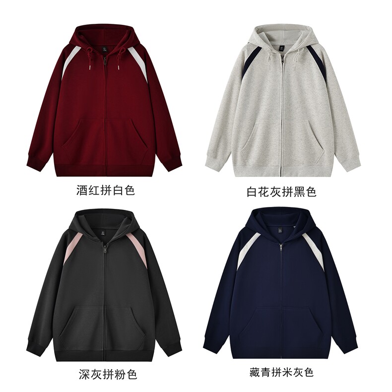 现货！全棉重磅400克潮牌休闲拼接撞色连帽卫衣 RH117 特p54图片
