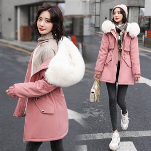 棉衣女中长款大毛领2020年冬新款韩版宽松加厚外套棉袄羽绒棉服潮图片