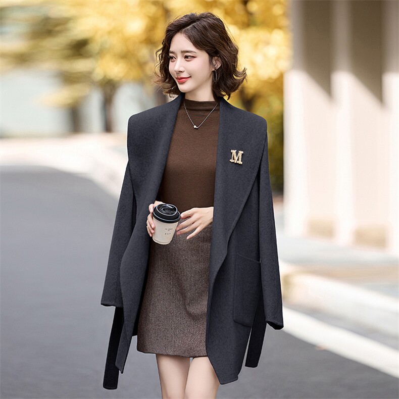 现货主推款2026早春双面羊毛呢大衣不规则气质女羊毛外套,女装毛呢外套,丝露怡语
