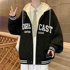 春季新款假两件连帽棒球服男休闲宽松bf风百搭外套JK0272-P95，男装夹克，星座308B-1