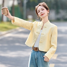 2026年春季新中式提花盘扣设计感时尚潮流气质外套，女装短外套，罗腾