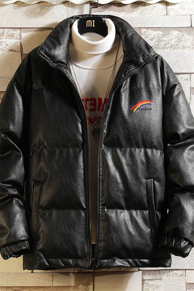 PM51064-P120立领pu皮棉衣男大码面包服男棉服男棉袄男,男装棉衣,电商A040A