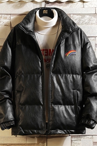 PM51064-P120 立领pu皮棉衣男大码面包服男棉服男棉袄男图片