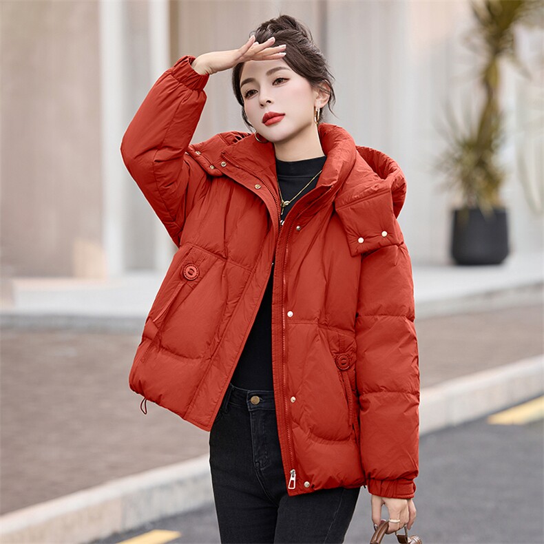 时尚爆款羽绒服女2024冬季新款韩版休闲宽松小个子保暖白鸭绒外套,女装羽绒服,琦鑫阁（原依鑫阁）