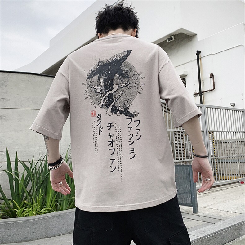 复古原宿风情侣短袖t恤男士休闲百搭五分中袖上衣男装 DS342TP25图片