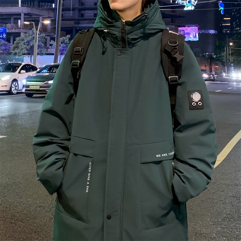 以109-2198-P205M-8XL90白鸭绒加厚大码连帽中长羽绒服,男装羽绒服,星座109