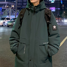 以109-2198-P205M-8XL90白鸭绒加厚大码连帽中长羽绒服，男装羽绒服，星座109