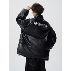 鳄鱼纹印花设计大码M-5XL手塞棉夹克PU皮棉服外套男8507P120控158，男装夹克，星座226-1
