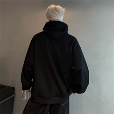 美式复古撞色拼接连帽卫衣男女宽松休闲上衣帽衫外套W94-P78，女装短外套，电商C307