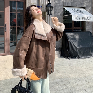 两面穿皮毛一体皮衣派克服外套女冬季2025新款小个子加绒加厚棉服图片