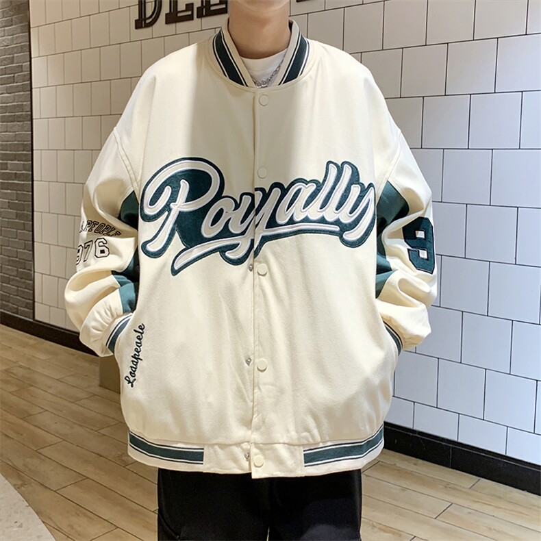 美式潮ins棒球服男秋季复古刺绣拼接情侣宽松夹克外套  W2043-P48图片