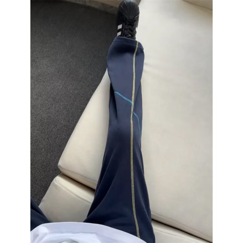 美式复古阔腿裤女速运动宽松明线设计工装休闲裤潮LC3288-P36，男装工装外套，星座1008