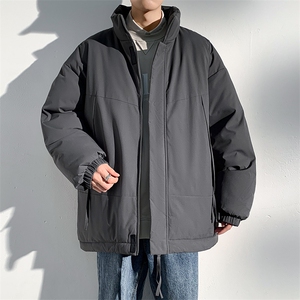 现货美式高街休闲夹克冬季立领纯色三防户外工装加厚棉服外套图片