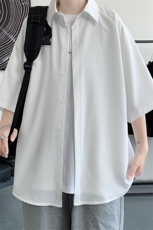现货基础款8色短袖衬衫纯色衬衣外套潮五分袖7643-特P25-控38，男装衬衫，电商A059