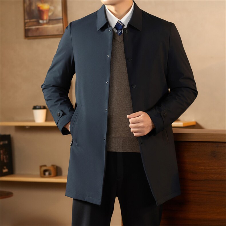 主推中老年羽绒服外套男装冬季中年翻领长款白鸭绒羽绒服大衣,男装羽绒服,钱塘723