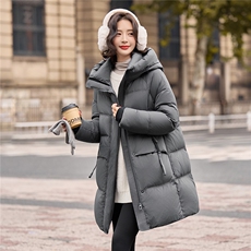 《爆2025冬款中长款羽绒服时尚简约休闲不挑身材不挑年龄上身显瘦，女装羽绒服，米莱