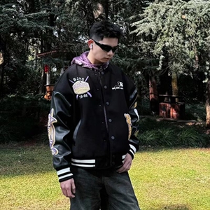 美式高街字母刺绣棒球服外套男女春秋款外套潮情侣装夹克上衣潮牌