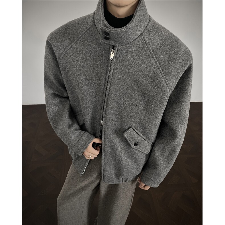 秋冬季加厚宽松夹克韩版呢子夹克外套毛呢大衣男士短款外套，男装毛呢大衣，电商A430（原星座702）
