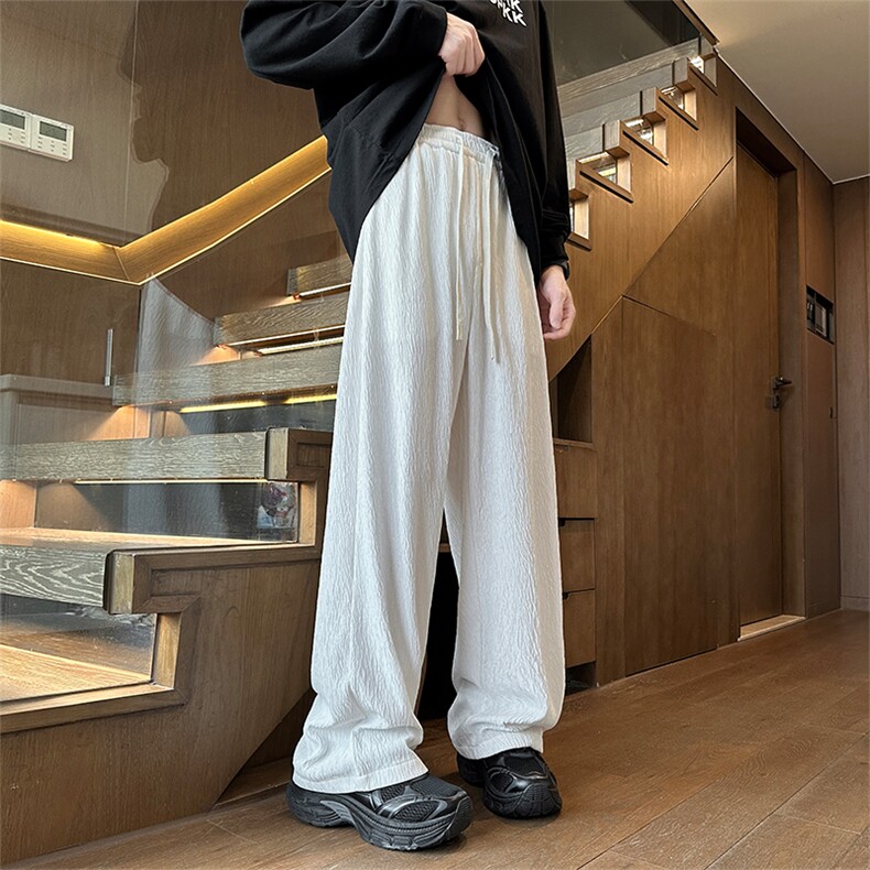 夏秋衔接树皮皱纹理感休闲裤直筒拖地运动裤K842特P35控58，女装休闲裤，电商A309