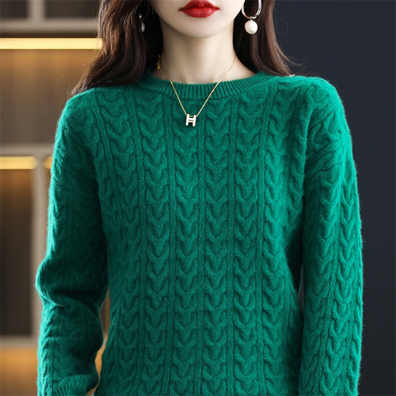 时尚百搭秋冬舒适圆领套头内搭羊毛衫女打底衫，女装羊毛衫，暖钟情羊绒