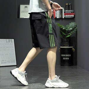 2021夏季新灰墙日系大码男条纹运动字母印花休闲短裤K2038-P35图片