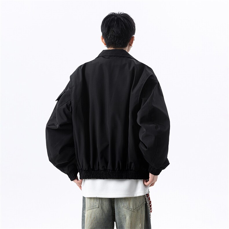 春季港风日系复古纯色贴袋拼接款翻领夹克男XZ213-JK18-P88控118,男装夹克,星座213