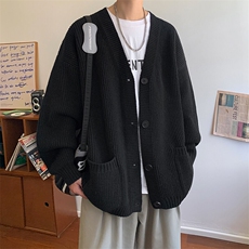 秋季开衫毛衣D5589-TP5588港风慵懒V领简约宽松针织衫男，男装针织衫/毛衣，电商A102