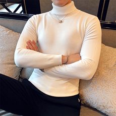 M09/p45两翻高领毛衣男秋冬纯色修身长袖针织打底衫男高领毛衣，男装针织衫/毛衣，电商D303