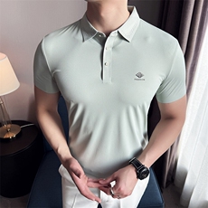 2025夏季高品质冰丝无痕短袖T恤翻领Polo衫756-P73，男装T恤，电商D342