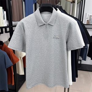 夏季棉短袖半拉链翻领POLO衫男T恤潮流品质上衣体恤男装图片