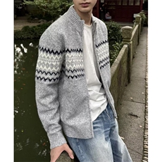 MM390-P65美式复古休闲慵懒风开衫毛衣针织衫外套，男装针织衫/毛衣，星座617A-2