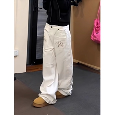 1506/KN13281/P55字母翅膀刺绣水洗工装弯刀裤男女牛仔裤，男装牛仔裤，星座1506-1