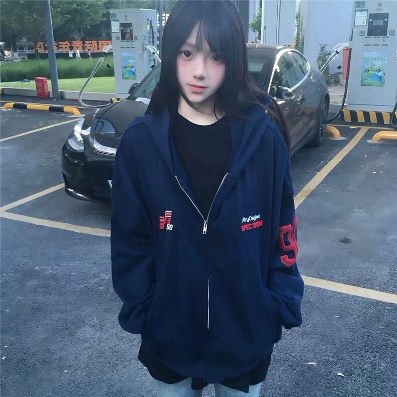 【有货】DXQ1333-批55美式复古重磅连帽开衫卫衣男女春秋季外套图片