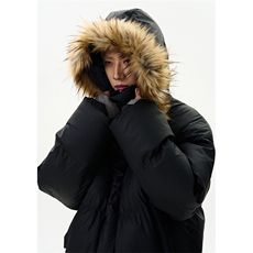 现货三防重磅硬挺boxy短款羽绒棉衣座山雕大毛毛领PU皮棉服外套冬，男装棉衣，电商A443