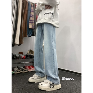XZ616 秋冬季新款重磅宽松微喇百搭纯色休闲牛仔裤 TY971 P45控58图片