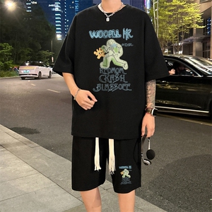套装！ 华夫格套装短袖T恤短裤男 TZ226-特P 38图片