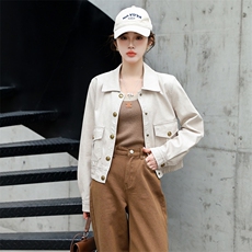 2024春装新款甜酷炸街机车感皮衣夹克，女装皮衣，美拉德工厂直营店