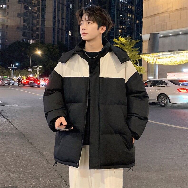 现货抖音得物品质拼接撞色三防加厚棉衣外套冬季连帽棉服MY66666,男装棉衣,电商A486