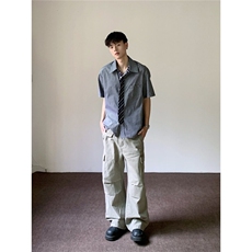 网图现货老钱风短袖衬衫男女夏季休闲千鸟格衬衣R2270-P42，男装T恤，星座1005-4