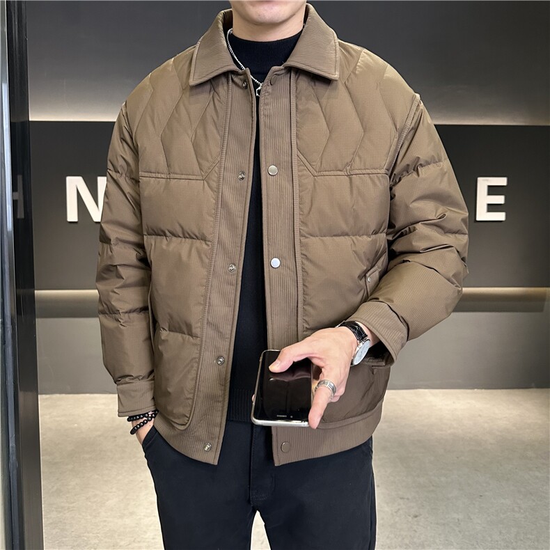 冬季新款男士白鸭绒防寒加厚黑金羽绒服翻领外套上衣YR116P165,男装羽绒服,电商B226-2（原B217-2）