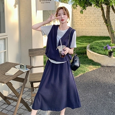 【现货】假两件拼接上衣套装裙女夏半身裙两件套A872P155K218，女装套装/套裙，2C269