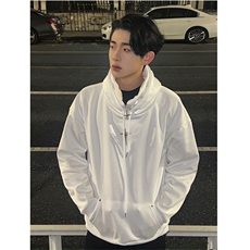 <自拍图>美式复古设计感半拉链高领加绒卫衣男RS019-P58，男装卫衣，星座1109-4