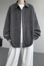 8XL-M鱼骨纹小香风衬衫男生春秋衬衣宽松慵懒垂感外套CS29009P45，男装衬衫，电商B312