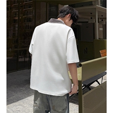 现货夏装2026千鸟格拼接翻领短袖T恤POLO衫夏季男装半袖S421特38，男装T恤，电商A233-1