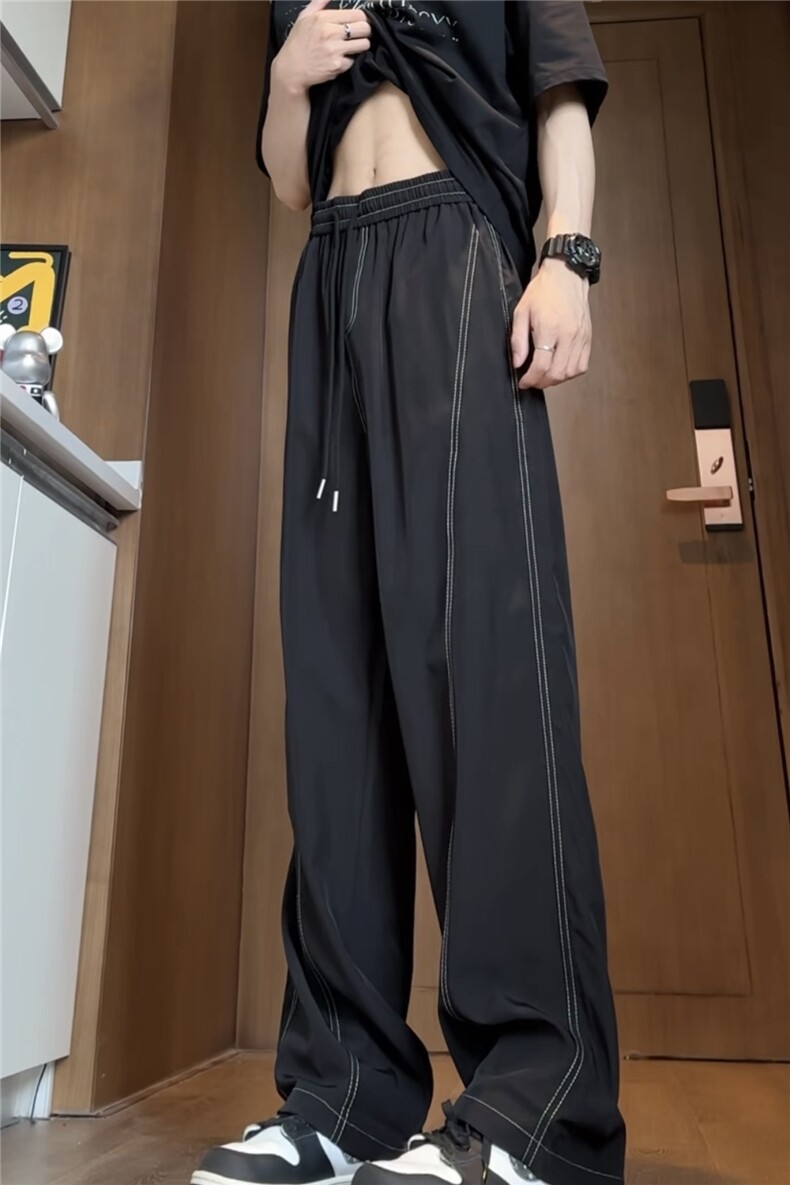 夏季薄款凉感冰丝裤明线弯设计感男女百搭宽松休闲裤310A-818-P20,男装休闲裤,四季星座310A