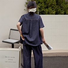 牛仔套装阔腿裤两件套春夏装女2025年新款时尚一整套穿搭显高显瘦，女装套装/套裙，潮流依族