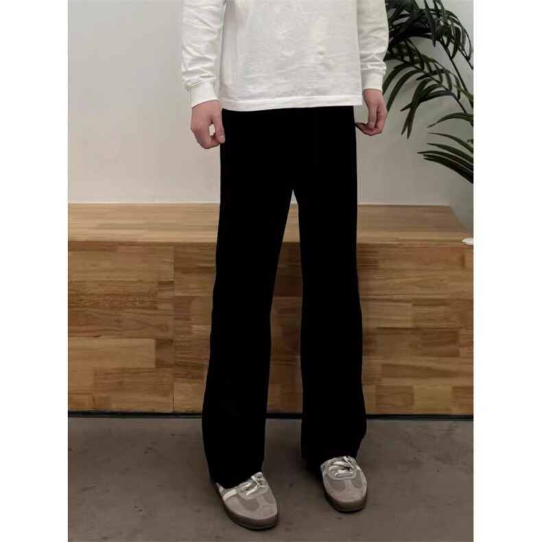 1506-1/KMN101毛呢/P59黑色弯刀微喇牛仔裤男高个子显瘦直筒裤子,男装牛仔裤,星座1506-1