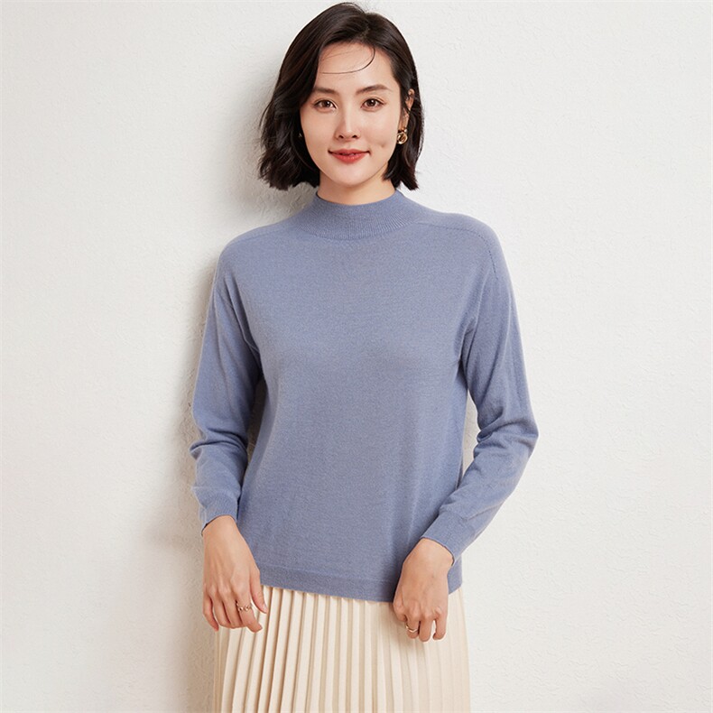 2025年春季套头长袖羊毛时尚气质纯色针织衫，女装羊毛衫，蚂蚁派对工厂直营店