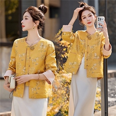 现货宋锦招财马上有钱花之寓意提花巨好看百搭新中式春秋女外套，女装短外套，木橙西子