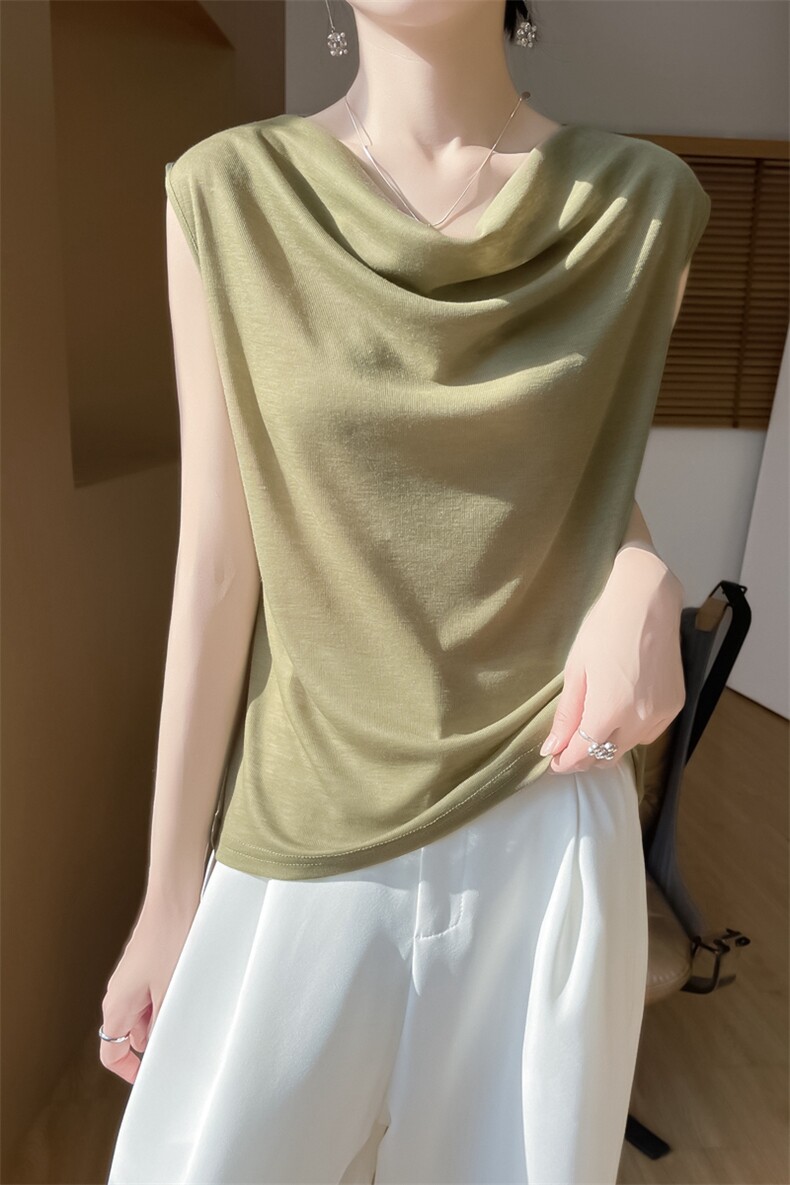 简约时尚无袖女士春季新款宽松遮肚百搭打底背心,针织衫/毛衣,绒宛羊绒
